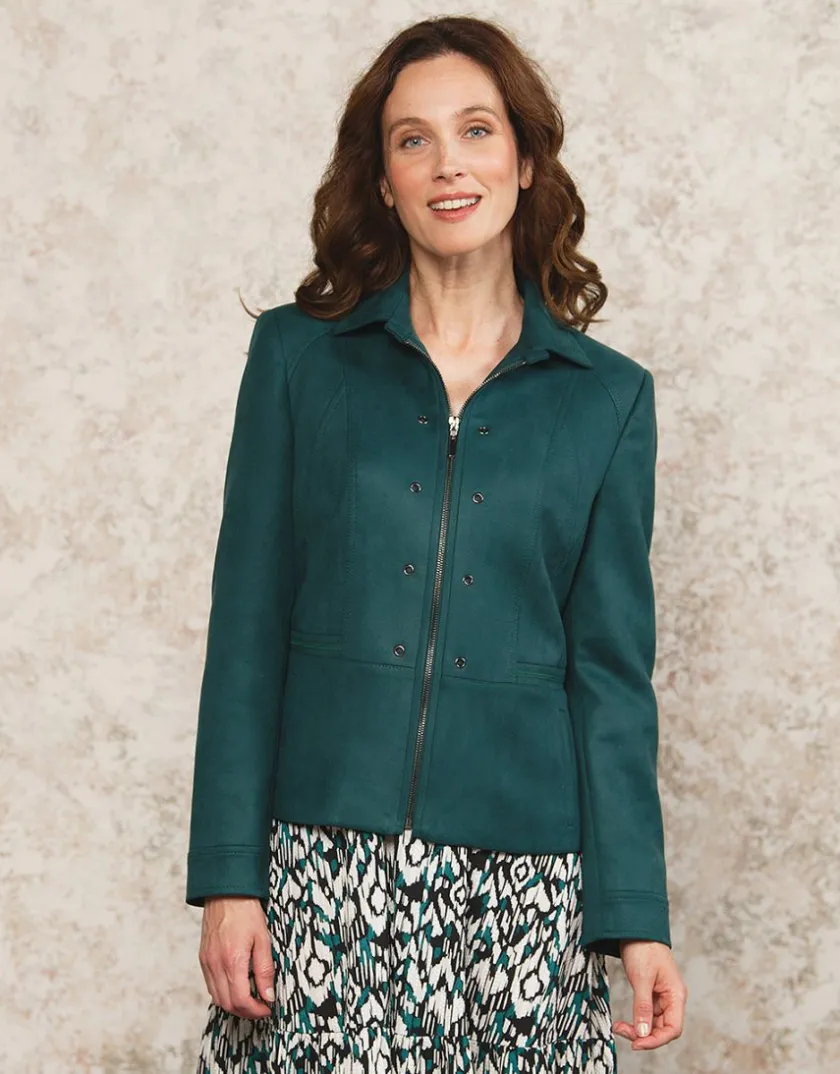 Online Veste aspect suédine vert Habillées|Vestes