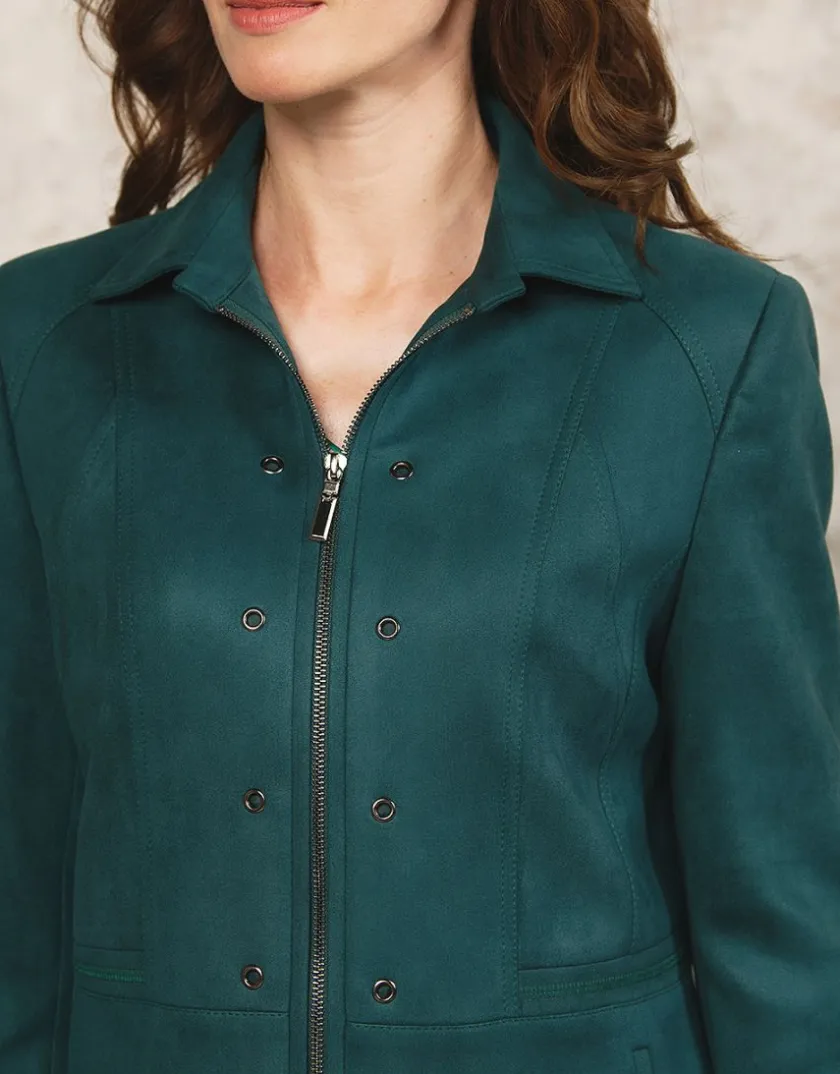 Online Veste aspect suédine vert Habillées|Vestes