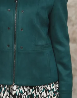 Online Veste aspect suédine vert Habillées|Vestes