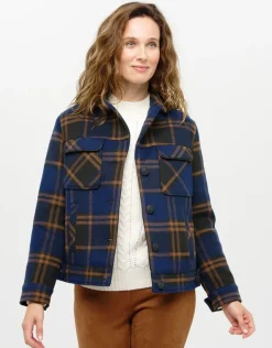 Discount Veste carreaux bleu laine Casual|Vestes