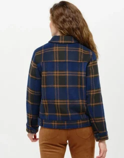 Discount Veste carreaux bleu laine Casual|Vestes