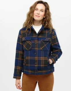 Discount Veste carreaux bleu laine Casual|Vestes