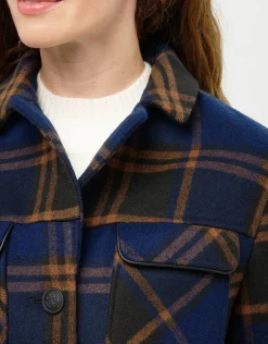 Discount Veste carreaux bleu laine Casual|Vestes