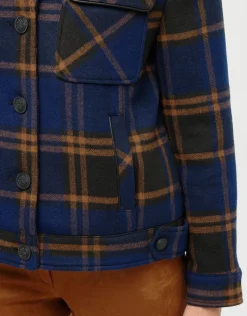 Discount Veste carreaux bleu laine Casual|Vestes