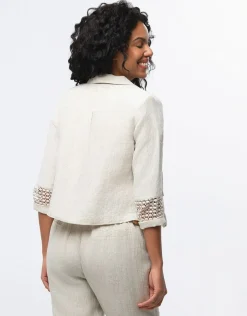 Discount Veste chic lin beige Habillées|Vestes