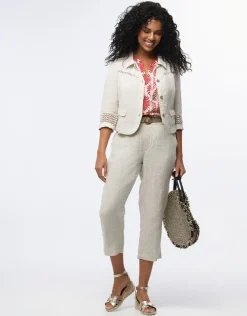 Discount Veste chic lin beige Habillées|Vestes