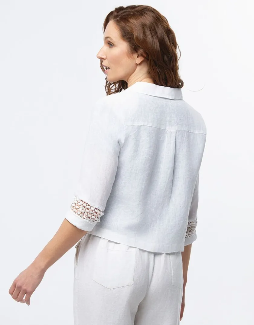 Hot Veste chic lin blanc Habillées|Vestes