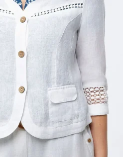 Hot Veste chic lin blanc Habillées|Vestes