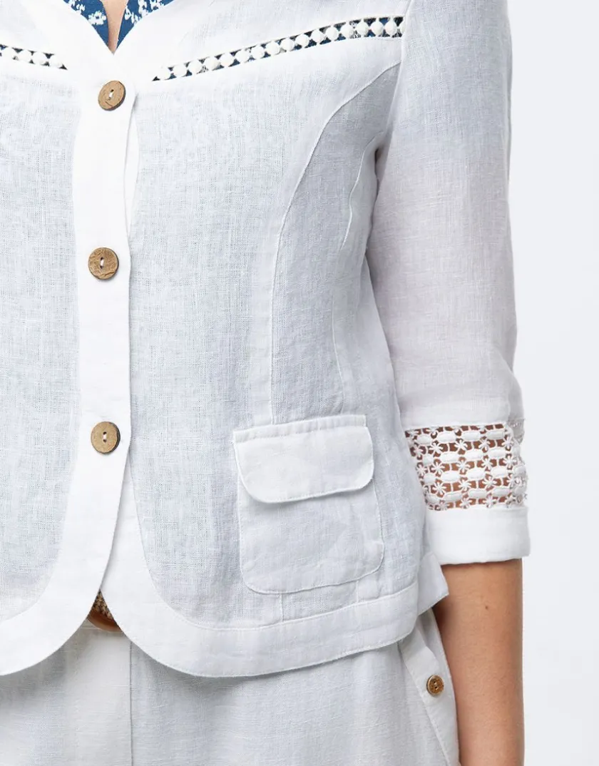 Hot Veste chic lin blanc Habillées|Vestes