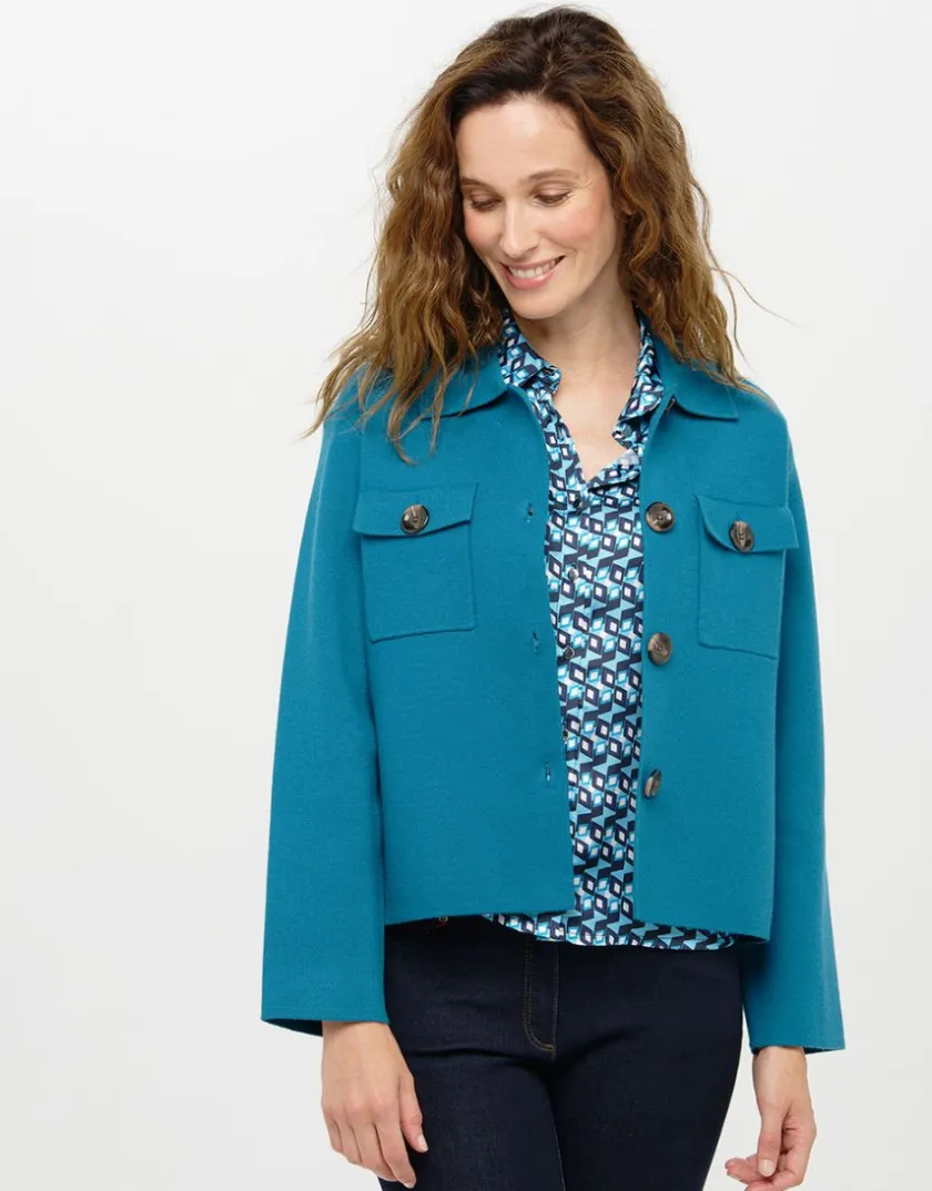 Best Veste courte maille bleu Casual|Vestes