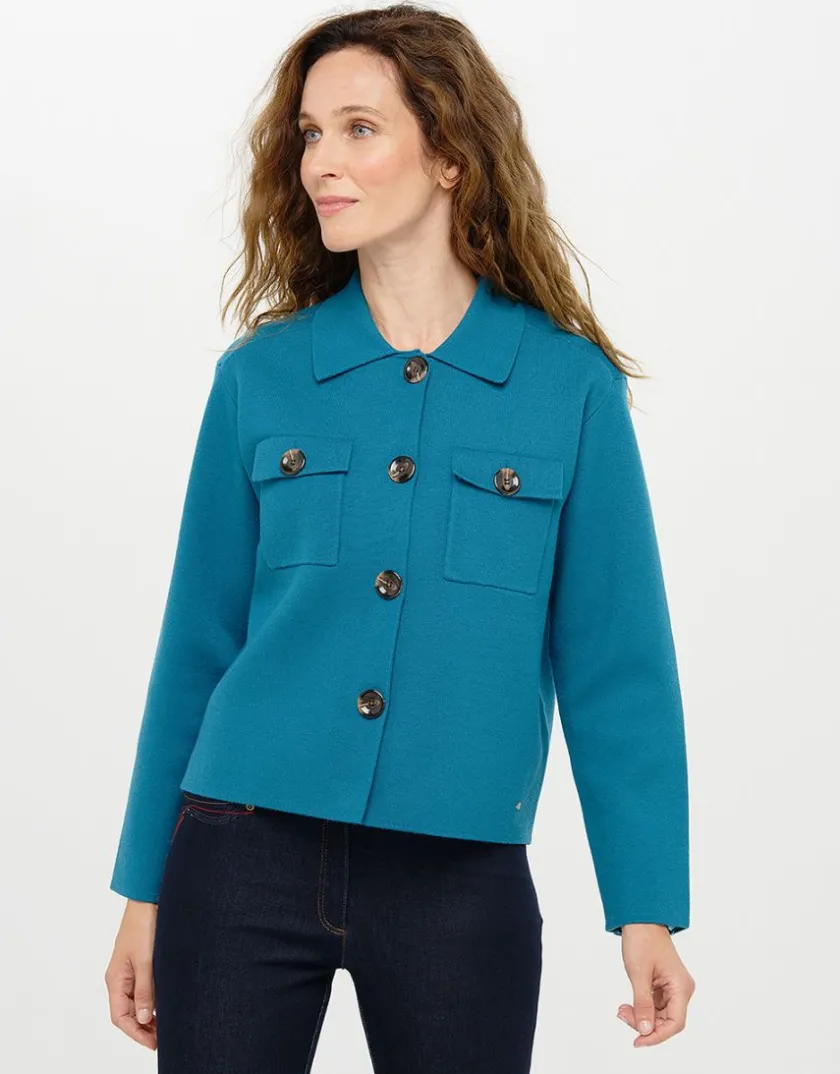 Best Veste courte maille bleu Casual|Vestes