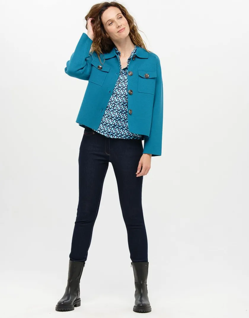 Best Veste courte maille bleu Casual|Vestes