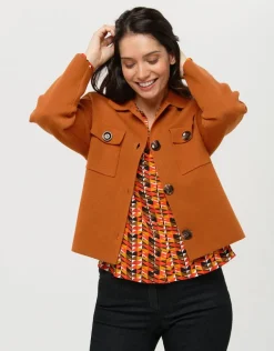 Sale Veste courte maille camel Casual|Vestes