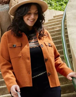 Sale Veste courte maille camel Casual|Vestes