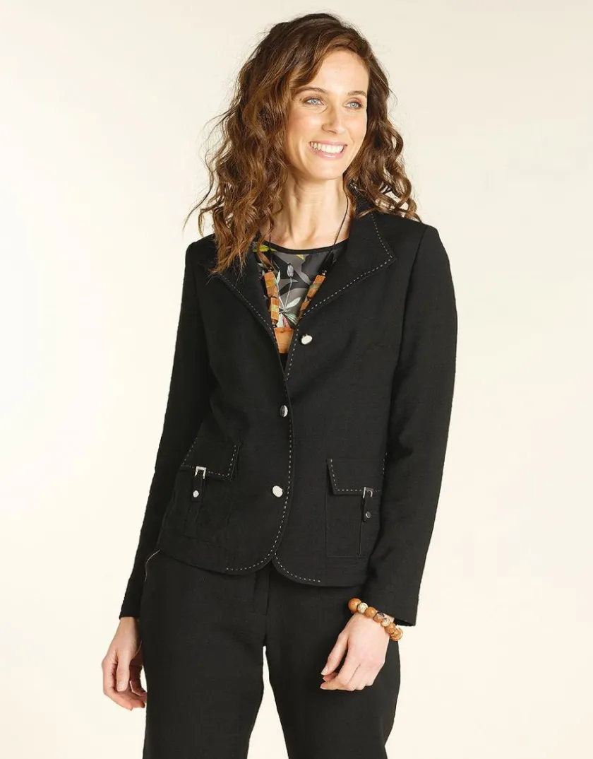 Fashion Veste droite chic noire Habillées|Vestes