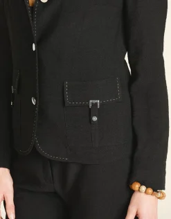 Fashion Veste droite chic noire Habillées|Vestes