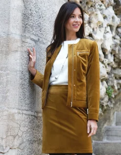 Discount Veste en velours ocre Habillées|Vestes