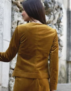 Discount Veste en velours ocre Habillées|Vestes