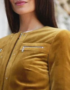 Discount Veste en velours ocre Habillées|Vestes