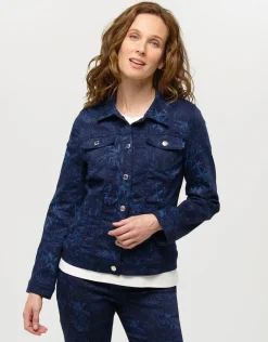 Hot Veste jean bleu fleurs Casual|Vestes