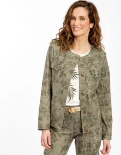 Outlet Veste jean imprimée kaki Casual|Vestes