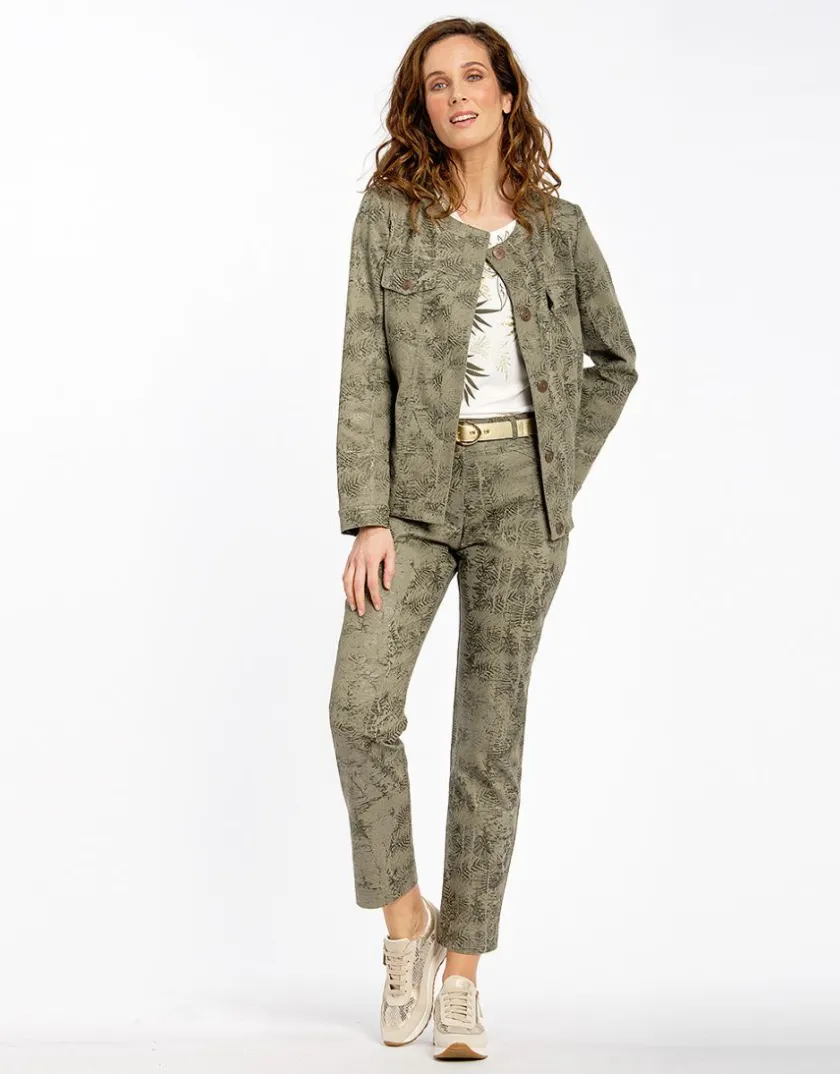Outlet Veste jean imprimée kaki Casual|Vestes