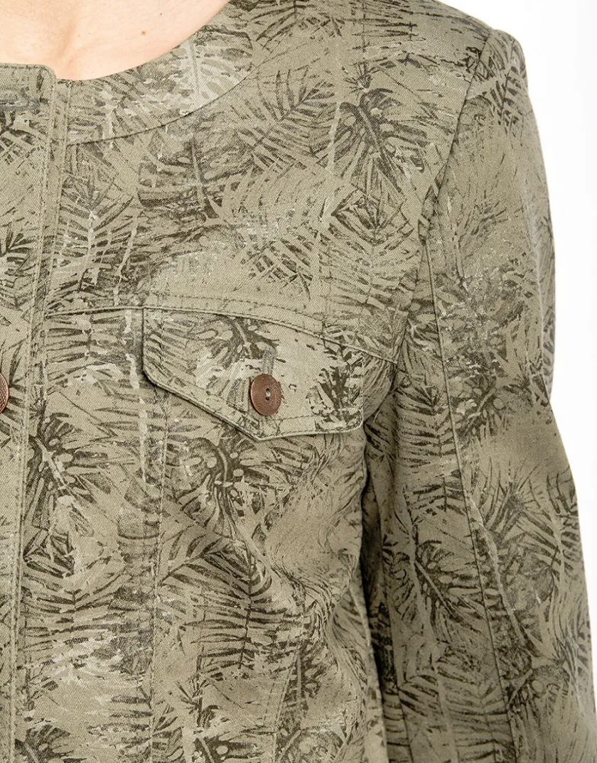 Outlet Veste jean imprimée kaki Casual|Vestes
