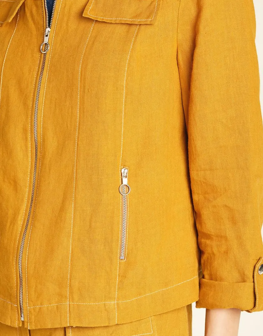Online Veste lin safran Casual|Vestes