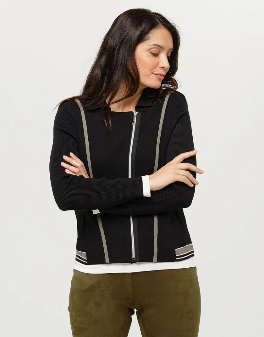 Outlet Veste noire zippée Gilets|Maille