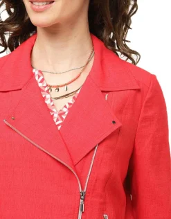 New Veste rouge col à revers Habillées|Vestes