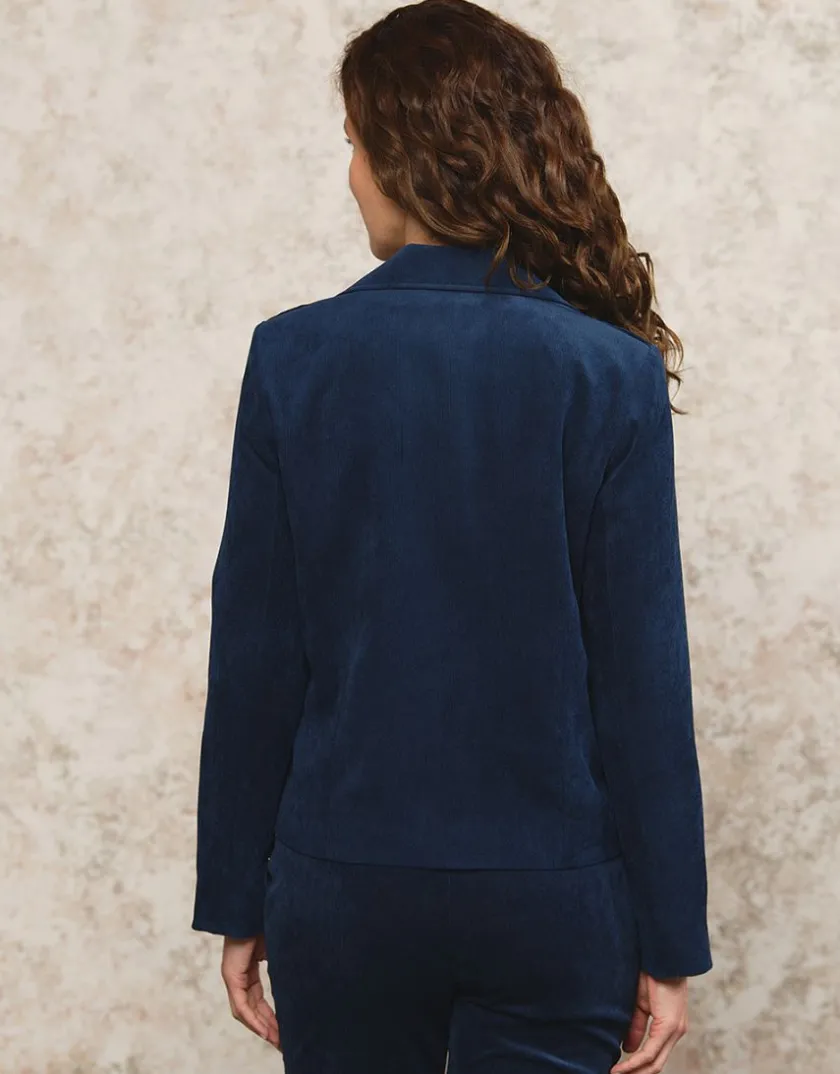 Discount Veste velours côtelé bleu Vestes|Habillées